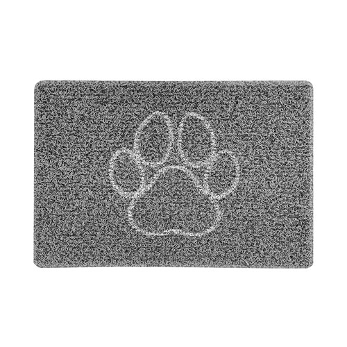 Nicoman PAW Embossed Shape Door Mat-Trapper Jet-Washable Doormat-(Use Indoor or Sheltered Outdoor), Small (60x40cm), Black with Grey