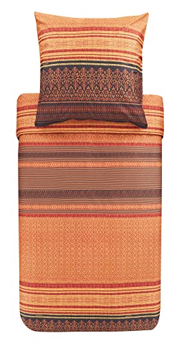 Bassetti Roccaraso R1 9323442 Bed Linen Set Cotton Mako Satin in Red 2-Piece with Zip Closure 200 x 200 cm / 80 x 80 cm
