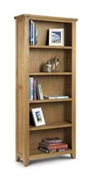 Julian Bowen Astoria Tall Bookcase, 5 Tier, Solid Oak - H190 x W80 x D30cm