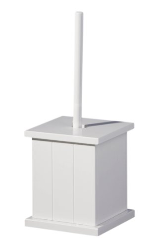 Premier Housewares 1600958 Wooden Toilet Brush Holder - White, H34 x W15 x D15cm