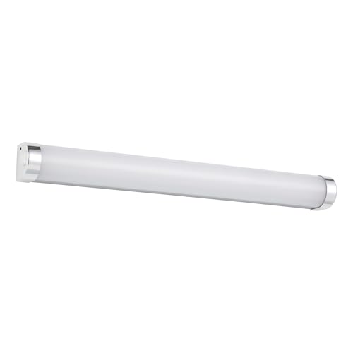 Eglo LED Bathroom wall Light Tragacete 1, Vanity Mirror lamp with Switch, Over Cabinet Lighting Made of Plastic and Metal in Silver, White and Chrome, Neutral White, IP44, 18 inches