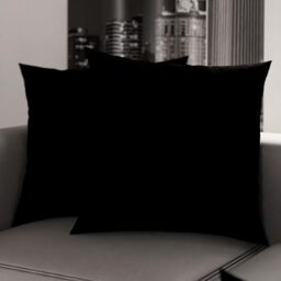 PETTI Artigiani Italiani - Pair of Pillowcases 45x45 cm in Microfiber, Bedroom Cushions, Sofa, Set of 2 Cushion Covers, Solid Color Black Pillowcase, 100% Made in Italy