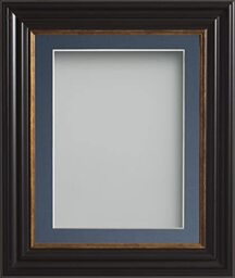 Frame Company Emson Black Picture Photo Frame with Blue Mount - A3 for pic size A4 *Choice of Sizes* Fitted with Real Glass