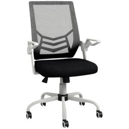 Vinsetto Office Chair w/Flip-up Armrest Mid Back Mesh Back Black and White