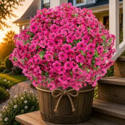 AXYLEX Artificial Flowers for Outdoors Fake Plants - 16 Bundles Faux Outside Boxwood No Fade UV Resistant Plastic Shrubs Spring Home Decor Farmhouse Garden Greenery (RedPink)