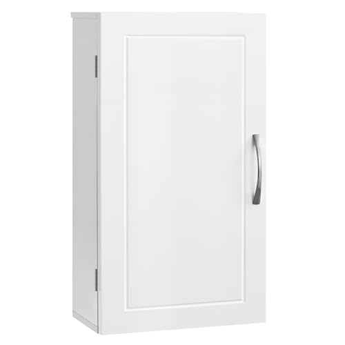 VASAGLE Bathroom Wall Cabinet, Wall-Mounted Bathroom Storage Cabinet, 18 x 30 x 60 cm, Medicine Cabinet with Adjustable Shelves, Cloud White BBK322WB01