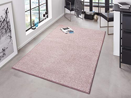 Hanse Home Pure Rug - Living Room Rug Dense Short Pile Robust Bedroom Rug Plain Modern for Dining Room, Living Room, Children's Room, Hallway, Bedroom, Kitchen - Pink, 80 x 150 cm