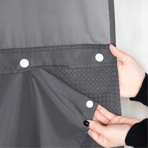 eachope 1 Pack Fabric Snap-in Shower Curtain Liner Replacement,Compatible with No Hook Shower Curtain with Snap in Liner, Removable & Water-Repellent,Machine Washable,53x60,Grey