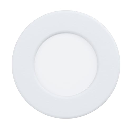 Eglo LED Recessed Spotlight Fueva 5, Ø 8.6 cm, LED Spot in Steel with Plastic Light Surface, White LED Recessed Light, Flat LED Downlight, Low Installation Depth 26 mm, Warm White