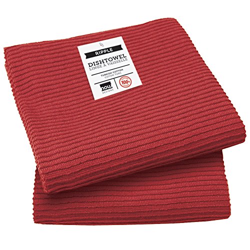 Now Designs Ripple Kitchen Towel, Set of 2, Carmine