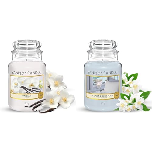 Yankee Candle Vanilla Scented Candle - A Calm and Quiet Place - Up to 150 Hour Burn Time - Jar Candle