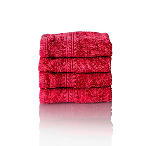 ALCLEAR set of terry hand towels, range of soft and highly absorbent towels, OEKOTEX 100 certified, 5 colours & 5 sizes, colour: RED, 4 x guest towels 30 x 50 cm