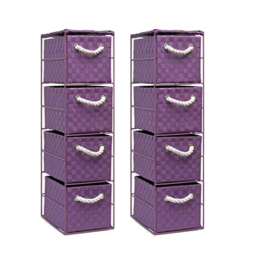 2 x 4 Drawer Storage Cabinet Unit for Bedroom/Bathroom/Home/Office (Purple)