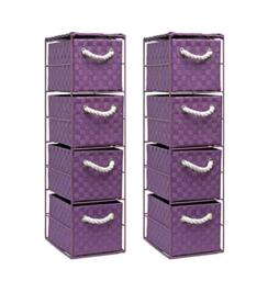 2 x 4 Drawer Storage Cabinet Unit for Bedroom/Bathroom/Home/Office (Purple)