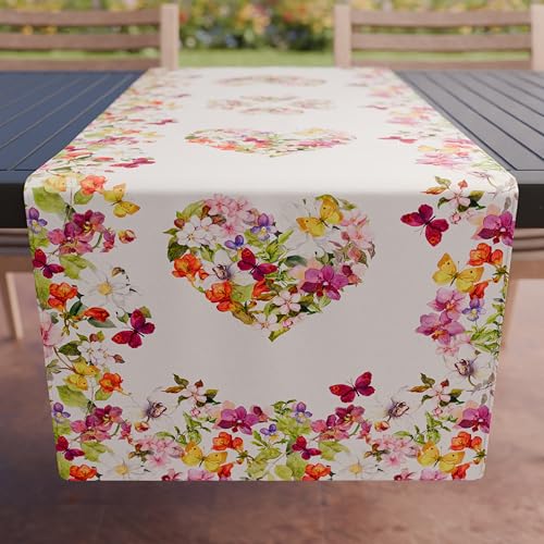 PETTI Artigiani Italiani Kitchen Textile Set, 100% Hypoallergenic Microfibre, Butterflies, Runner Tavola 40 x 140 cm