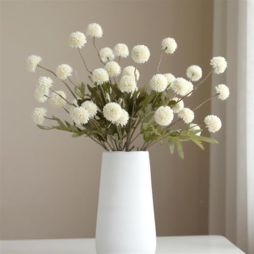 MSIUE Artificial Flowers for Vase 10 Pcs, 20 in Fake Mums Long Stems White - Realistic Silk Petals, Bendable Stems, Small Chrysanthemum,Faux Dried Flower for Dining Table Entryway Office Wedding Decor