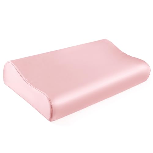 "THXSILK 19 Momme 100% Mulberry Silk Pillowcase for Contour Memory Foam Pillow, Contour Pillow Case Cover, Cervical Pillow Case, Pack of 1(Charming Pink, 20""x12""x3.9""/2.7"")"