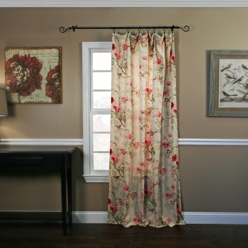 "Ellis Curtain Balmoral Floral 48"" x 63"" Tailored Curtain Panel, Red"