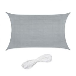 Relaxdays Sun Sail Shade, Triangular Awning, 2 x 3 m, HDPE Fabric, for Patio & Garden, with Tensioning Ropes, Light Grey