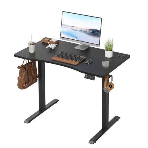 Farini U-Shaped Ergonomic Electric Standing Desk, 100x60cm, Height Adjustable Sit to Stand Desk with Memory Keypad & Headphone Hook for Home and Office Use