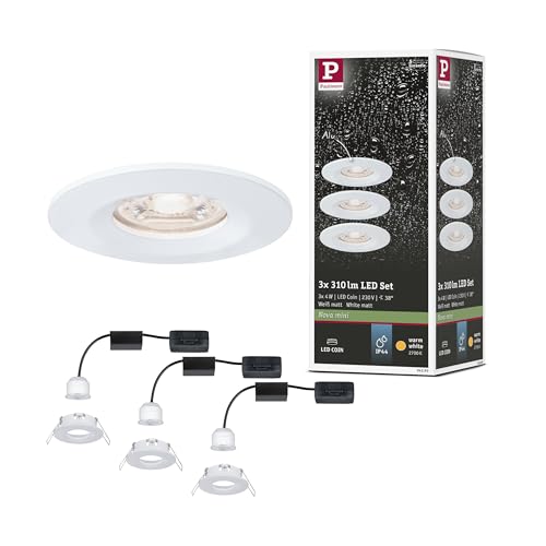Paulmann 94299 Nova mini LED recessed luminaire Coin Round Rigid incl. 3x4 watt recessed Ceiling Spotlight White matt recessed lamp Aluminium Warm White 2700 K