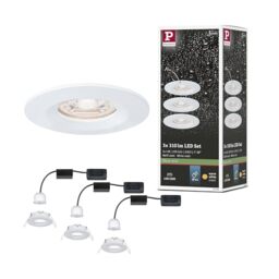 Paulmann 94299 Nova mini LED recessed luminaire Coin Round Rigid incl. 3x4 watt recessed Ceiling Spotlight White matt recessed lamp Aluminium Warm White 2700 K