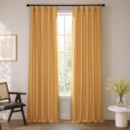 HPD Half Price Drapes Bellino Room Darkening Curtains 84 Inches Long Curtains for Bedroom & Living Room (1 Panel), 50W x 84L, Trinket Gold