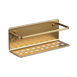 TATAY Shower Caddy Aluminium Rectangular Shape Easy Drainage - Shower Caddy Bathroom - Dimensions 12x10x30 cm - Quick Fix System - Screws Included - Moisture Resistant, Gold