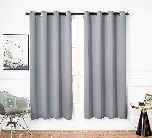 PI Blackout Curtain Panels, Thermal Insulated Energy Saving Grommet Window Treatment for Living Room/Bedroom/Bathroom/Glassdoor, 1 Panel (Light Grey, W52XL80)