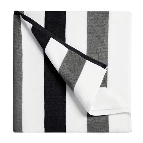 "Bornbay Cotton Oversized Beach Towel - Extra Large 40""X70"" Plush Thick Mens Beach Towel, XL Fluffy Stripe Gray Pool Towels for Adults Mens Women"