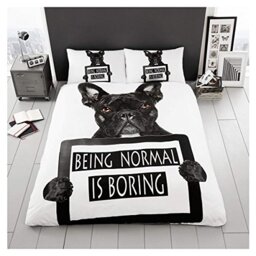 Gaveno Cavailia WILDLIFE 3D BULL DOG Bed Set with Duvet Cover and Pillow Case Multi, Polyester-Cotton, Black, Single