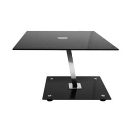 Premier Housewares End Table with Black Tempered Glass Top and Chrome Legs, 42 x 65 x 65 cm