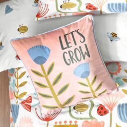 furn. little Let's Grow Velvet Piped Feather Filled Cushion
