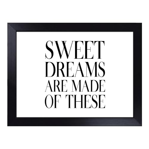 Lap Tray with Bean Bag Cushion, Sweet Dreams Typography Quote - Handmade in the UK, Raised Wooden Edge, Padded Cushion, Heat-Resistant Wipe-Clean Surface, for Meals, Laptops and Crafts