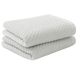 PiccoCasa Cotton Hand Towels 2 Pack Ribbed Hand Towels for Bathroom Soft and Highly Absorbent Small Hand Towel - Grey 34 x 74cm Hotel Spa Towel Face Towels Set