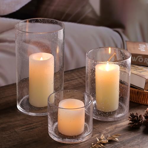 NITIME Clear Large Hurricane Candle Holder Set of 3