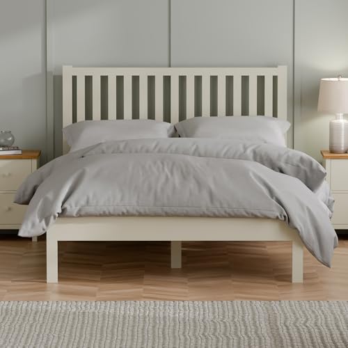 Julian Bowen Coxmoor Bed, King, Solid Oak, Ivory - W159.5 x D204.5cm