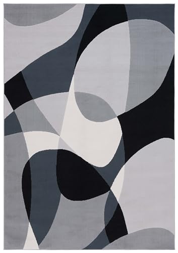 "Safavieh Modern Rug for Living Room Dining Room Bedroom - Odyssey Collection Short Pile Grey and Black 60"" x 90"""