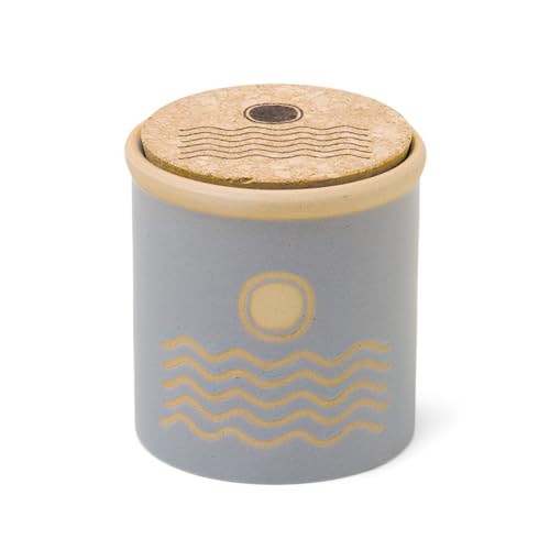 Paddywax Scented Candles Dune Collection Artisan Soy Wax Candle in Ceramic Jar with Cork Lid, 226g, Saltwater Suede