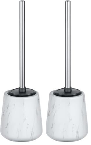LEIGHTON DENNY Adrada Toilet Holder with Silicone Brush, Ceramic, White, 39 x 12 x 12 cm (Pack of 2)