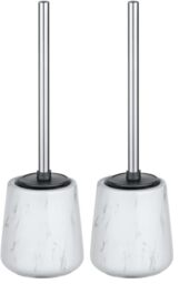 LEIGHTON DENNY Adrada Toilet Holder with Silicone Brush, Ceramic, White, 39 x 12 x 12 cm (Pack of 2)