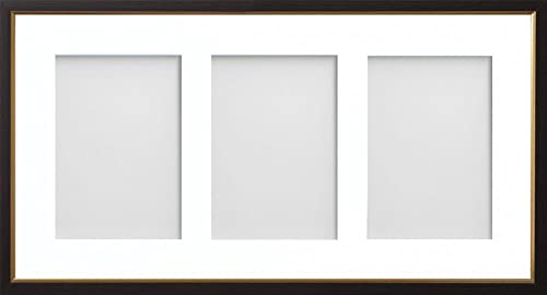Frame Company Drayton Multi Aperture Photo Frame, Black with Gold Inset, 20x10 for 7x5 inch (x3)
