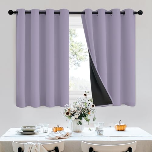 SimpleHome Lilac 100% Blackout Curtains Room Darkening Living Room 36 Inch - Curtains for Bedroom,Thermal Insulated Grommet Window Drapes,Curtains for Living Room with Black Back,52 x 36 Inch,2 Panels