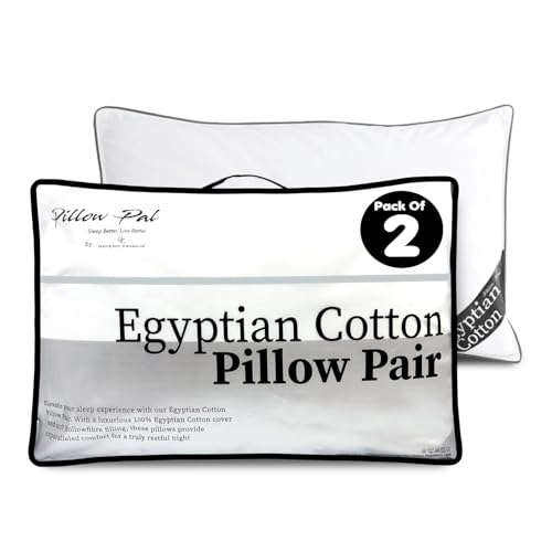 GC GAVENO CAVAILIA Premium Egyptian Cotton Pillow Pair - Breathable Bed Pillows 2 Pack Hotel Quality - Super Soft Pillow For Neck & Shoulder Support - Standard Size Firm Pillows (48x74 Cm) - Black