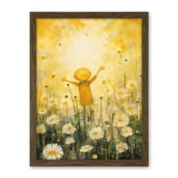 Artery8 Sunshine Happiness and Flowers Everywhere Simple Kids Bedroom Nursery Artwork Framed Wall Art Print 18X24 Inch