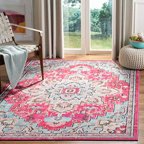 Safavieh Modern Chic Rug for Living Room Dining Room Bedroom - Madison Collection Short Pile Fuchsia and Blue 183 x 274 cm