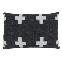 "SARO LIFESTYLE Indre Collection Reversible Plus Sign Pillow Cover, 16"" x 23"", Black & White"
