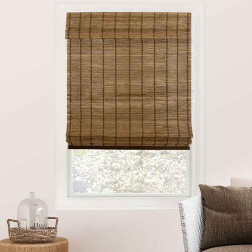 "CHICOLOGY Blinds, Roman Home Bamboo Patio, Blinds & Shades, Window Shade, 34"" W X 64"" H, Elk"