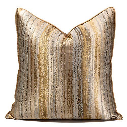 "NZTQDR Decorative Luxurious Throw Pillow Covers Square Cushion Cases Pillowcase for Bed Sofa Couch Chair Car Home Decor(Gold,20""x20"")"