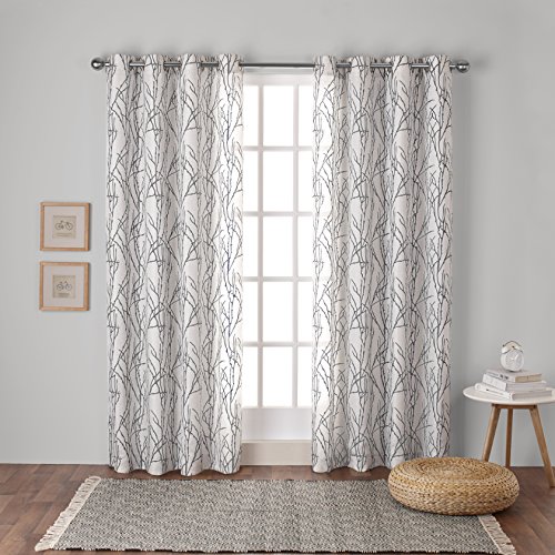 Exclusive Home Curtains Branches Grommet Top Panel Pair, Black Pearl, 54x63, 2 Piece